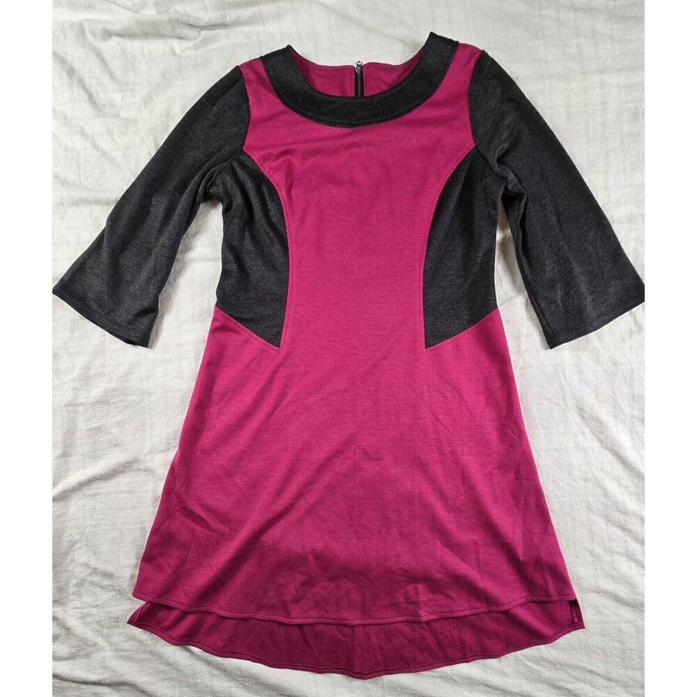 Uncle Frank Sheath Dress Color Block Jersey Ponte Knit 3/4 sleeves Pink Gray S - Picture 1 of 9